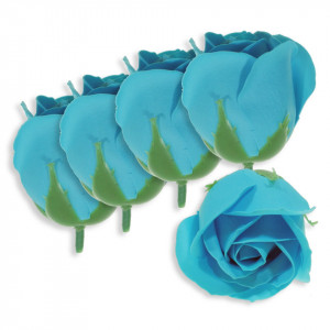 Trandafir din sapun bleu inchis 5cm cu tija din plastic 5/set