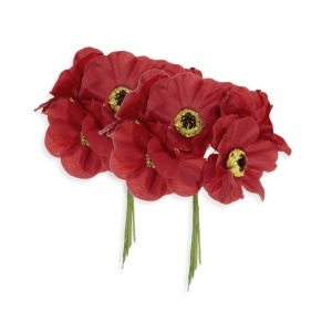 Anemona textil rosu 5cm 2x6 fire/set
