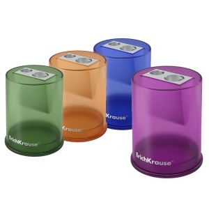 Ascutitoare plastic 2 orificii si container culori diverse 4,5x5cm ErichKrause Ferro 56037 - Img 1