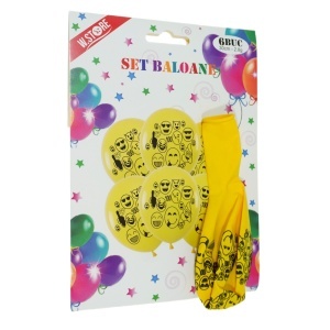 Balon galben emoticons diverse 30cm 6/set 058671