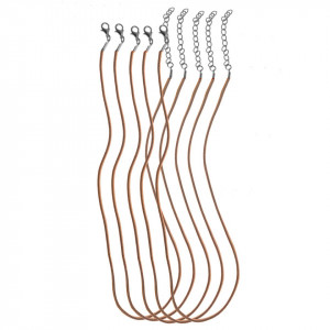 Baza colier imitatie piele 3mm x 45/50cm 5/set maro roscat lucios