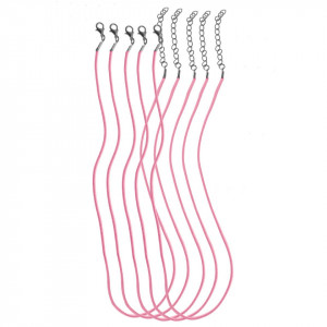 Baza colier imitatie piele 3mm x 45/50cm 5/set roz cu sclipici