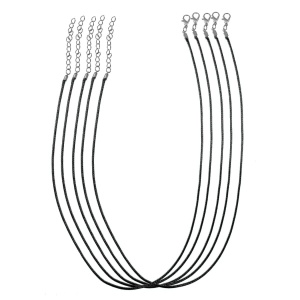 Baza colier snur lucios cerat negru 2mm x 50cm 5/set