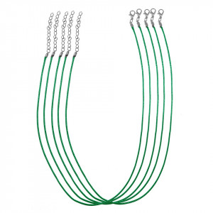 Baza colier snur lucios cerat verde 1mm x 50cm 5/set