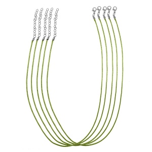 Baza colier snur lucios cerat verde oliv 1mm x 50cm 5/set