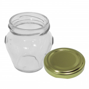Borcan sticla forma amfora capac metal 80ml 6,5x6,8cm (90 TO 53 CH) - Img 2