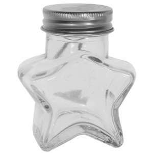 Borcan sticla forma stea capac aluminiu 60ml 4,3x6,6x7,5cm (70 31*10 CH)