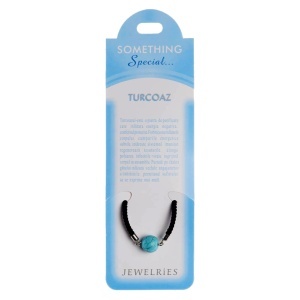 Bratara piatra semipretioasa Turcoaz 12mm cu snur negru