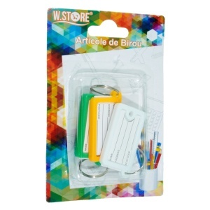 Breloc plastic dreptunghiular cu eticheta 2,5x4,5cm 3/set culori diverse 505864