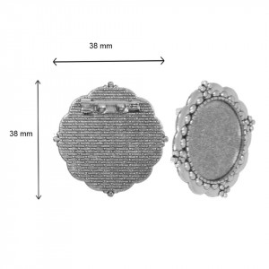 Brosa baza argintie 38mm cabochon rotund 25mm 2/set B77 - Img 2