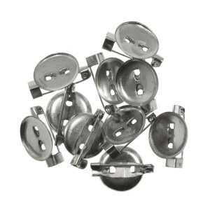 Brosa baza argintiu inchis 15mm pentru cabochon rotund 12mm 10/set 6g