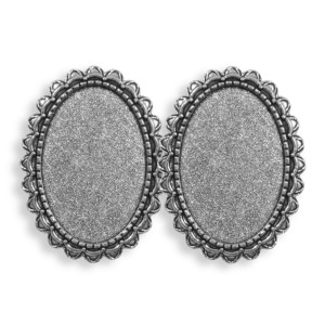 Brosa baza argintiu inchis 28x38mm cabochon oval 20x30mm 2/set B95