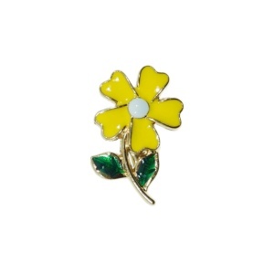 Brosa floare 1,9x3cm auriu/galben