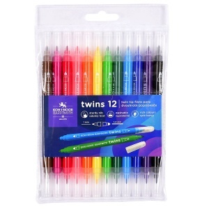Carioca 2 capete varf conic 1mm/1-3mm 12 culori/set Koh-I-Noor Twins K1023-12
