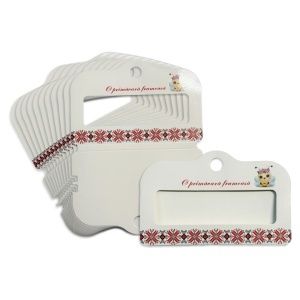 Cartonas bratara alb model traditional rosu-negru 9,5x6cm 20/set