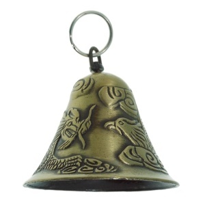 Clopotel Feng Shui metalic - dragon si phoenix cu agatatoare 6x5cm auriu