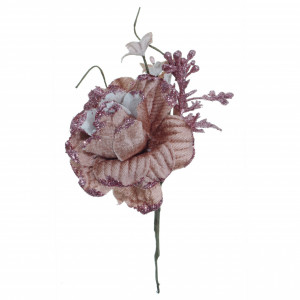 Creanguta trandafir roz antic cu sclipici 20cm