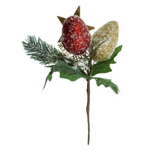 Crenguta cu ghinda rosie /con auriu si stea aurie 20cm