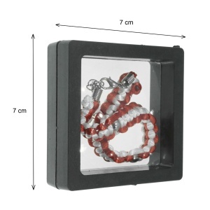Cutie plastic bijuterii patrata tip rama cu folie fixare 7x7x2cm 2/set negru FN36A - Img 2