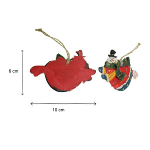 Decoratiune Craciun ceramica om de zapada cu fular verde si agatatoare 6x10cm - Img 2