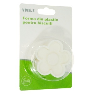 Decupator plastic cu embosare floare cu 5 petale rotunjite 5x5x4,2cm 2 piese/set alb T10008