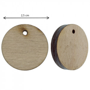 Disc placaj natur cu gaura 2,5x0,8cm 5/set - Img 2
