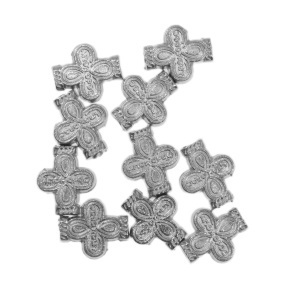 Distantier metalic argintiu inchis cruce rotunjita 10x12mm 10/set