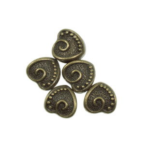 Distantier metalic bronz inima 11x11mm 5/set
