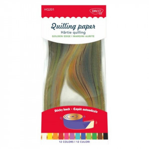Fasii quilling 12 culori aurite 5mm x 42,5cm 200/set Daco HQ201