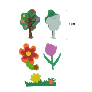 Floare/copac/iarba carton buretat cu adeziv 5-7cm 12/set 463742 - Img 2