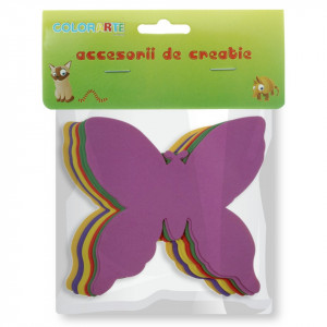 Fluture carton buretat multicolor 15x15cm 12/set Colorarte a891