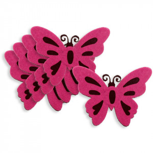 Fluture pasla negru/cyclam cu adeziv 9x7cm 5/set - Img 1