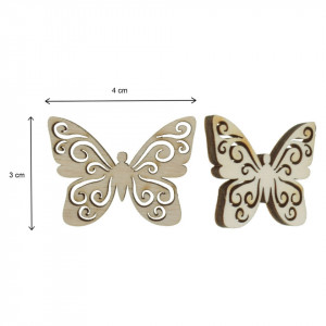 Fluture placaj natur filigranat 3x4cm 2/set - Img 2