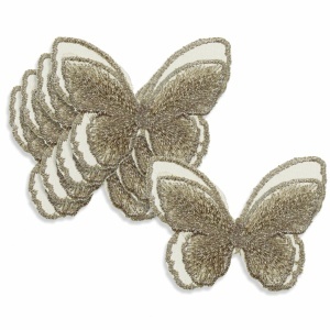 Fluture textil bej 6cm 5/set