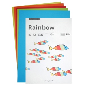 Hartie color 5 culori A4 80g 100/top Rainbow H07
