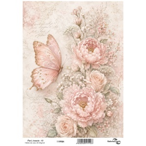 Hartie de orez Flori, insecte - 10 20x27,5cm