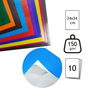 Hartie glasata autocolanta 10 culori 24x34cm 10 file/set Daco HR202 - Img 2