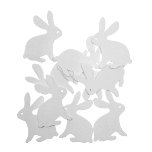 Iepure lemn alb 5x4cm 10/set