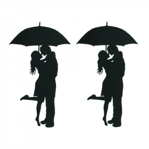 Indragostiti sub umbrela carton negru 20x12cm 2/set - Img 1