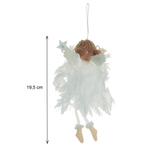Inger fetita textil alb cu stea aripi argintii 19,5cm si agatatoare DD63168 - Img 2