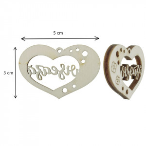 Inima placaj decupat si pirogravat inscriptie viseaza 5x3cm 4/set - Img 2
