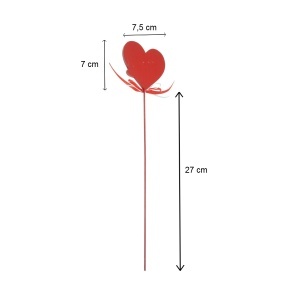 Inima placaj rosu 7,5x7cm inscriptie love cu inimioara pe bat 27cm - Img 2