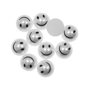 Jumatati perla plastic alba 12mm model smiley face 10/set