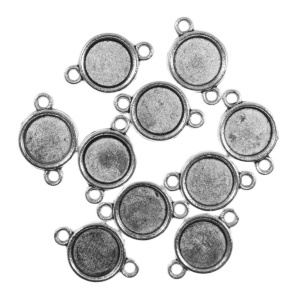 Link metalic argintiu inchis baza cabochon 19x13mm interior 9,6mm 10/set LK32