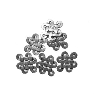 Link metalic argintiu inchis nod chinezesc 18x15mm 6/set