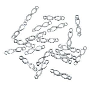 Link metalic argintiu inchis simbol infinit 20x5mm 20/set