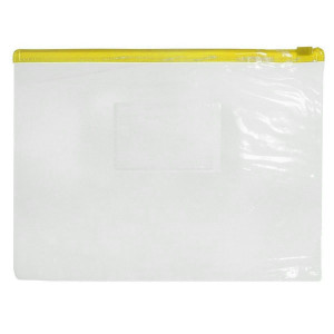 Mapa plastic transparenta cu fermoar galbena A4 12 microni M401