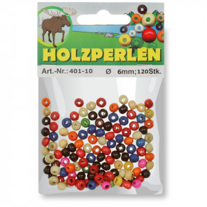 Margele lemn rotunde multicolor 6mm 120/set Meyco 401-10