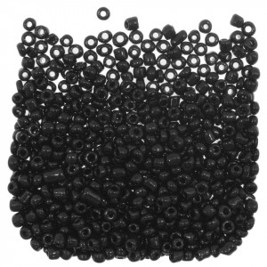Margele nisip rotunde negru lucios 4mm 60g