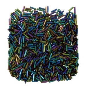 Margele nisip tubulare albastru/mov/verde metalizat 7x2mm 50g